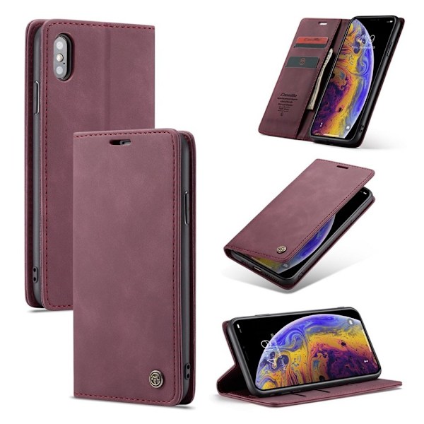 CASEME iPhone Xs Max flip etui i læder - Vinrød Red