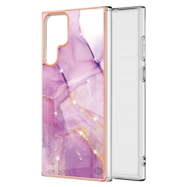 Marble Samsung Galaxy S22 Ultra Etui - Lyserød Marmor Haze Pink