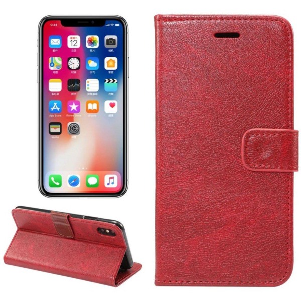 iPhone 9 Plus beskyttende cover af syntetisk skind med hesteteks Red