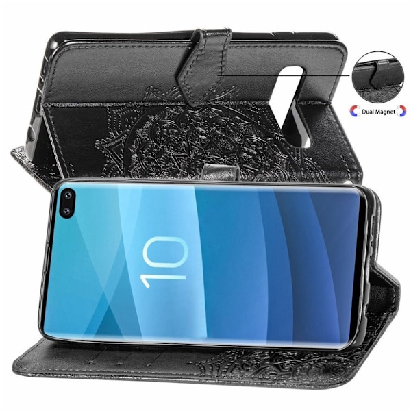 Mandala läder Samsung Galaxy S10 Plus fodral - Svart Svart