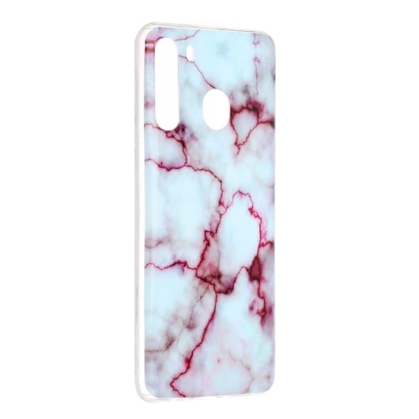Marmormotiv Samsung Galaxy A21 skal - Ros / Vit Vit