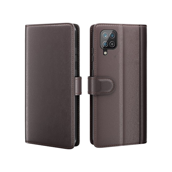 Aito nahkakotelo luottokorttipaikoilla Samsung Galaxy A12 5G - Ruskea Brown