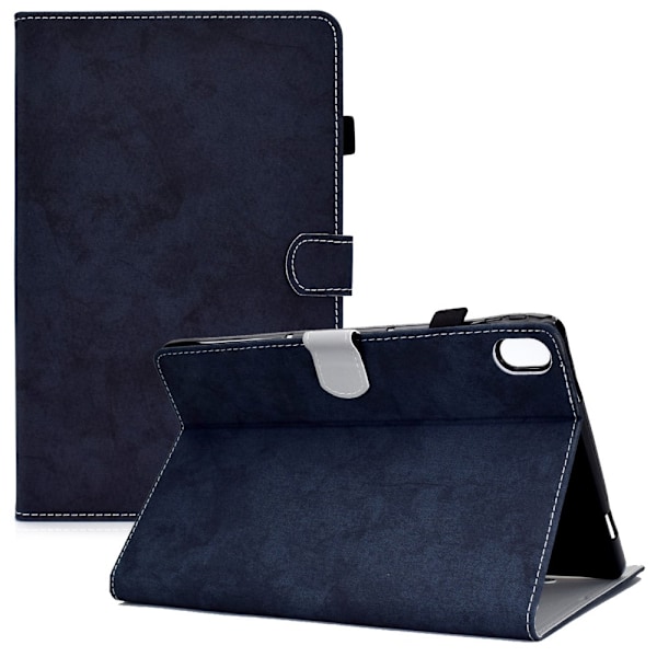 iPad 10.9 (2022) / iPad 10th Gen Cloth Texture Vegansk Læder Tablet Case Full Protection Stand Card Slot Flip Cover - Mørkeblå Blue