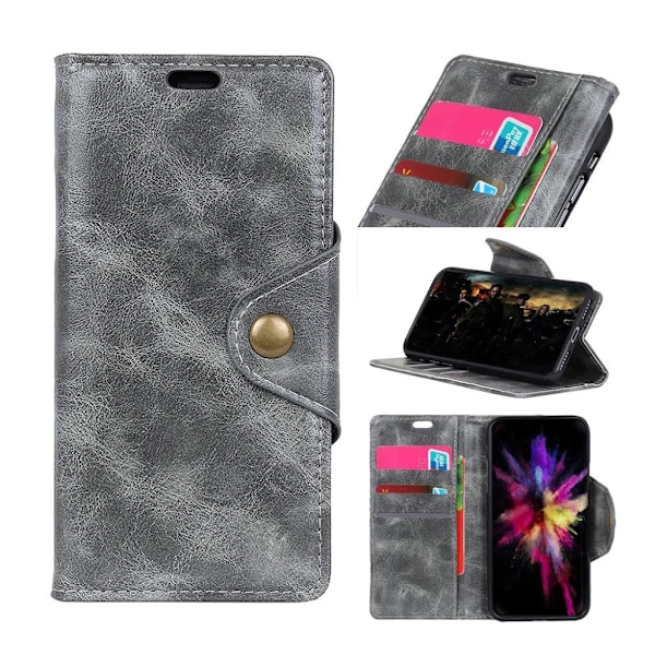 Sony Xperia 10 Plus tekstureret læder etui - Grå Silver grey