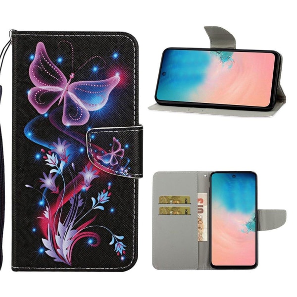 Wonderland Samsung Galaxy Note 20 Flip Etui - Lysende Sommerfugl Multicolor