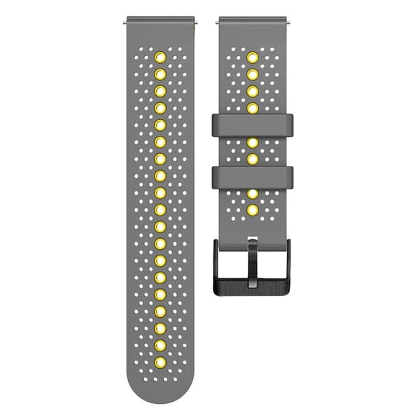 22 mm universal tofarget klokkerem i silikon - Grå / Gul Yellow