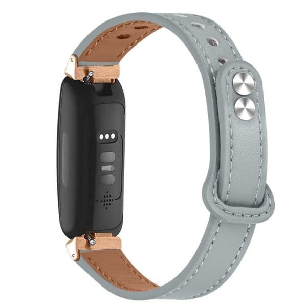 Fitbit Inspire 2 / Ace 2 urrem i okselæder med stik i rosaguld - Elefant Grå Silver grey