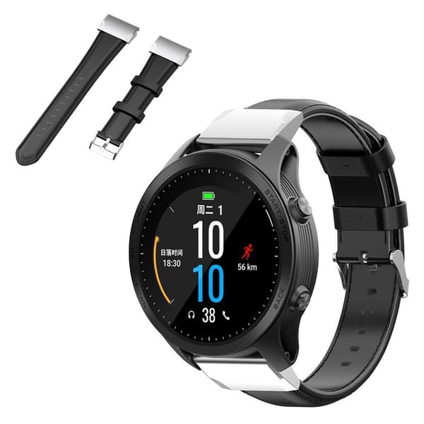 Garmin Fenix 6S Pro simple leather watch band - Black Svart