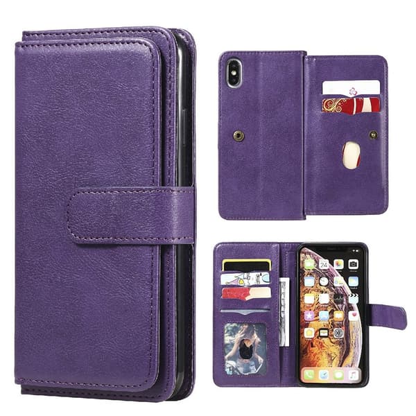iPhone Xs Max etui med pung & 10 kortpladser – Lilla Purple