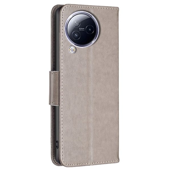 Sommerfugl Xiaomi Civi 3 Flip Etui - Grå Silver grey