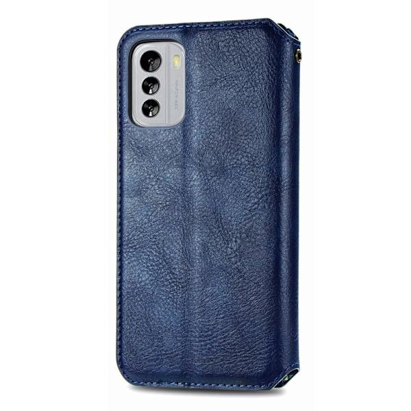 Læder Etui med A Stilfuldt Rhombus Tryk til Nokia G60 - Blå Blue