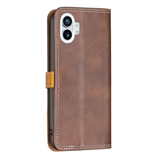 BINFEN tofarget læretui for Nothing Phone (1) - Kaffe Brown