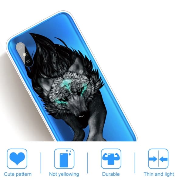 Deco Xiaomi Redmi 9A Etui - Svart Ulv Black