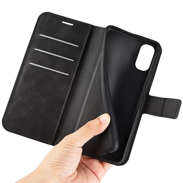 Lompakko Nahkakotelo For Motorola Moto E30 / E40 - Musta Black