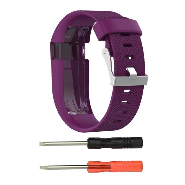 Fitbit Charge HR Blød silikone rem - Størrelse L Mørkelilla Purple