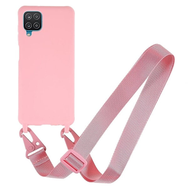 Tunt TPU-fodral med matt yta och justerbar rem för Samsung Galaxy A12 5G - Rosa Rosa