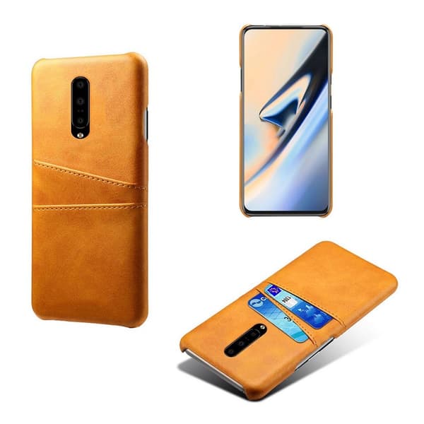 OnePlus 7 Pro dobbelt kortholder læder etui - Orange Orange