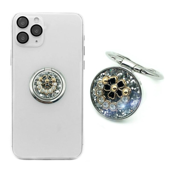Universal rhinestone garland style rotatable phone ring stand - Silver grey