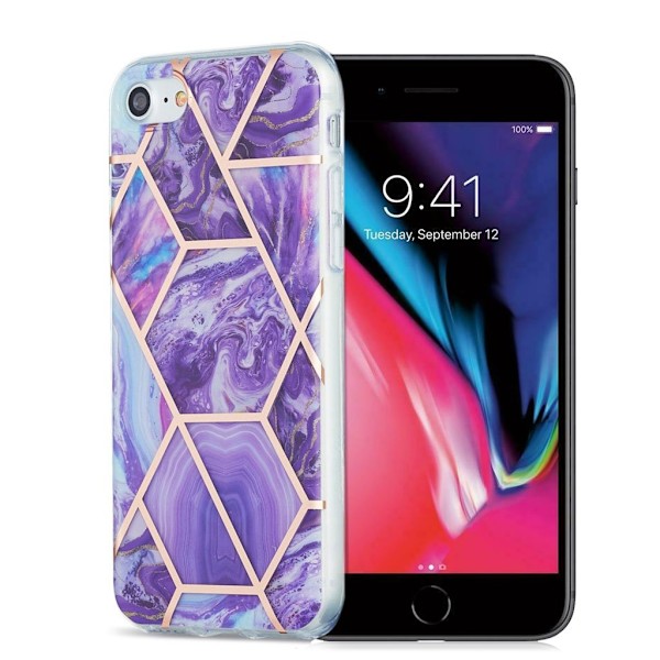 Marble design iPhone 7 / iPhone 8 / iPhone SE 2020 kotelot - Violetti Purple