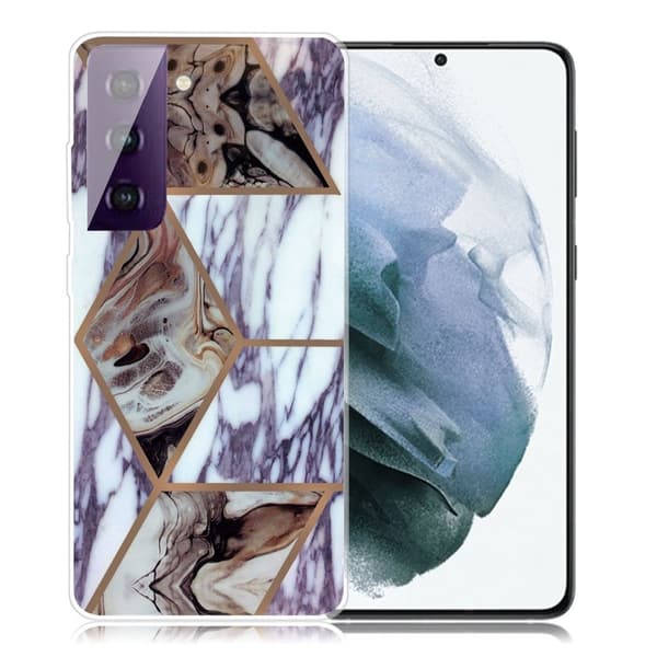 Marble Samsung Galaxy S21 Plus Etui - Blue and Brown Marble Blue