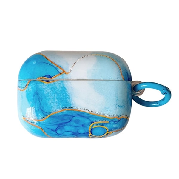 AirPods 3 etui med marmormønster og spænde - Blå Marmor Blue