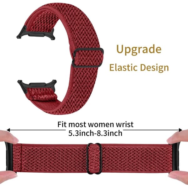 Samsung Galaxy Watch Ultra 47mm urrem med sort stik Justerbar elastisk håndledsrem - Rød Red