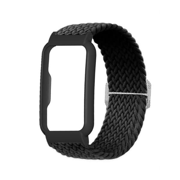 Oppo Watch Free nylon elastinen kellohihna - Musta / Musta Black