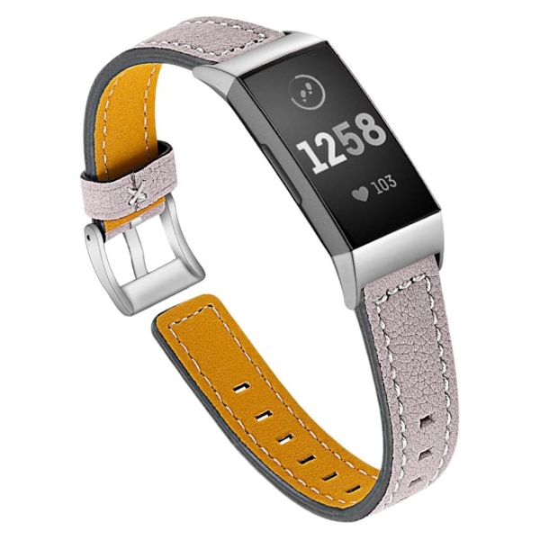 Fitbit Charge 3 klockarmband i äkta läder från cowhide - Lila Lila