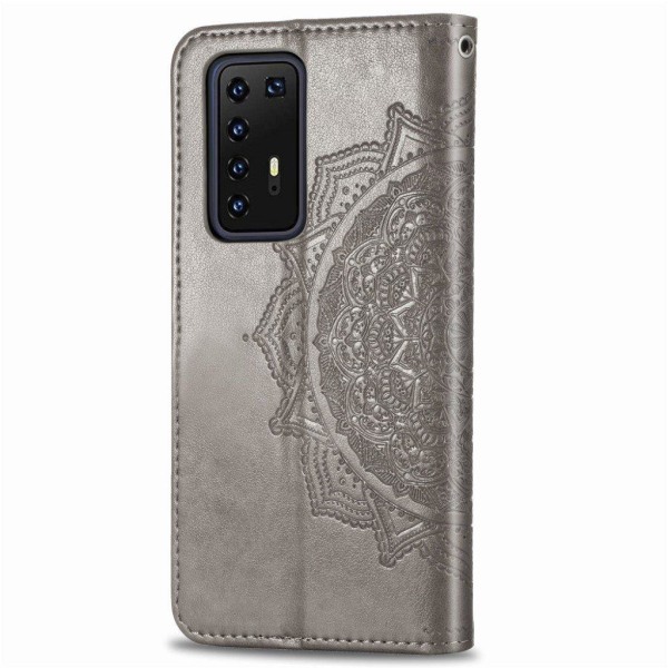 Mandala Huawei P40 Pro Flip kotelot - Harmaa Silver grey