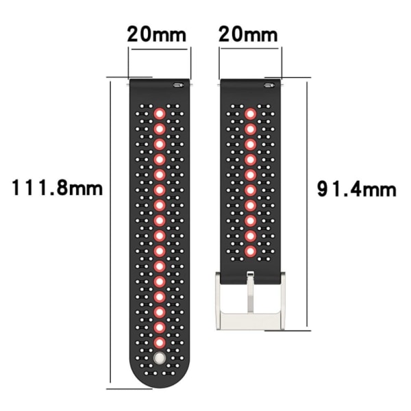 20 mm sportsurrem i silikone med to farver til Samsung-ur - Hvid / Sort White