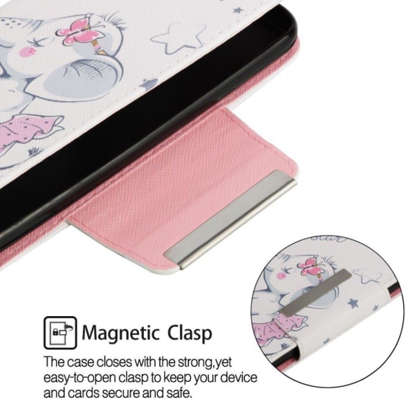 iPhone Xs Max flip cover i læder med mønsterprint - Elefant Og S Multicolor