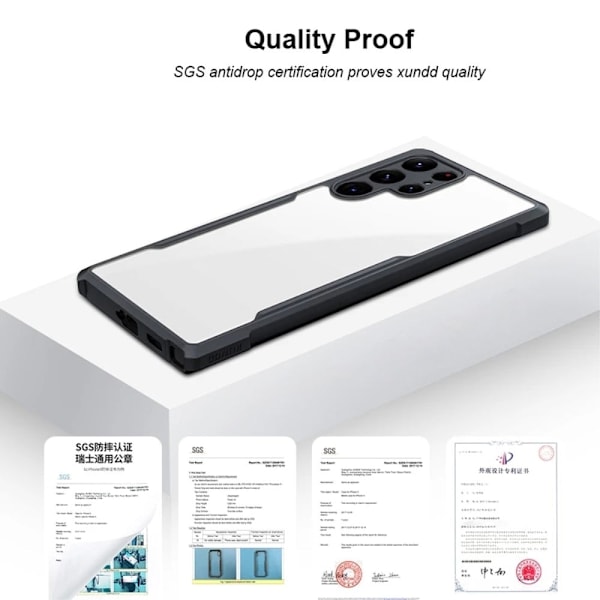 Stødsikkert Samsung Galaxy S22 Ultra hybridcover - Sort Black
