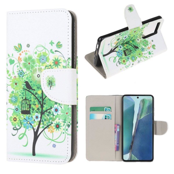 Wonderland Samsung Galaxy Note 20 kotelot - Vihreä Puu ja Lintuh Green
