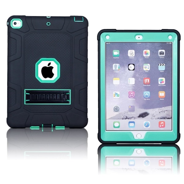 iPad (2018) armor defender silikone etui - Cyan / Sort Blue