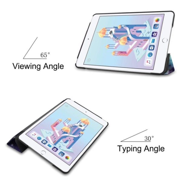 iPad Mini (2019) tre-folds læder etui - Galakse mønster Multicolor