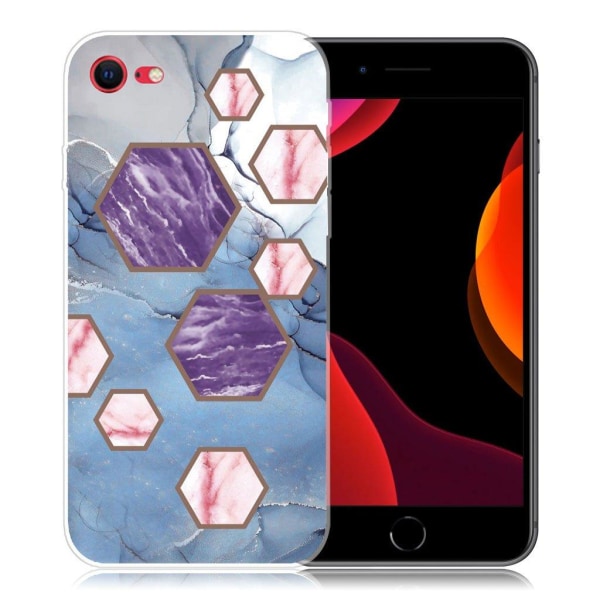Marmormotiv iPhone SE 2020 / iPhone 7 skal - Hexagonfragment I B Blå