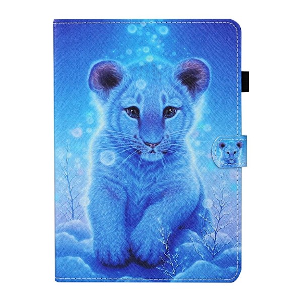 iPad (2018) / (2017) flipfodral i läder med coolt mönster - Liten Tiger Blå
