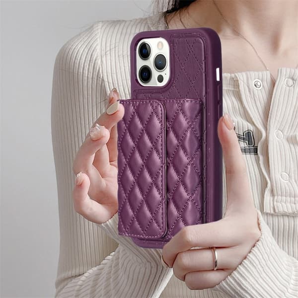 Funktionelt rombeformet pungetui til iPhone 12 / 12 Pro Brown