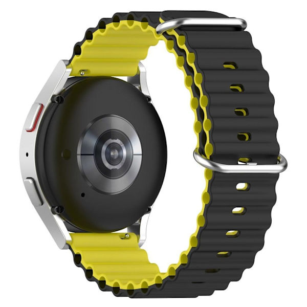 22 mm universal klockarmband i silikon i vågig stil - Svart / Gul Gul