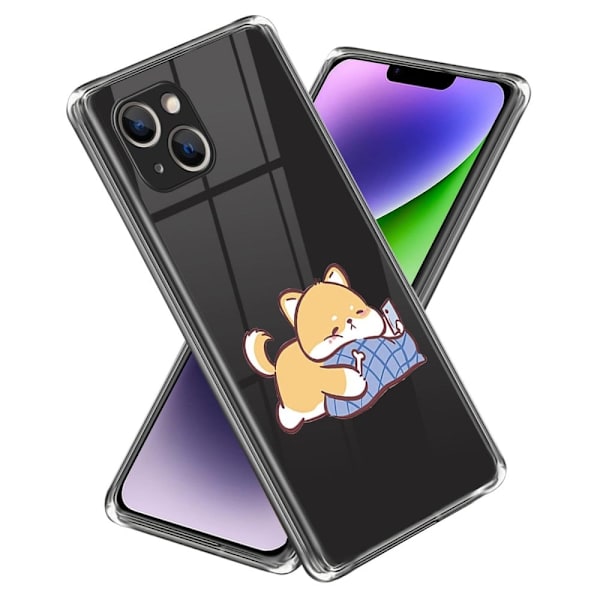 Deco iPhone 14 Etui - Blue Pillow Hund Brown