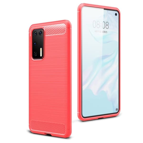 Carbon Flex Huawei P40 skal - Röd Röd