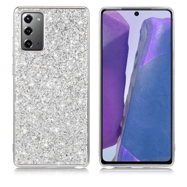 Glitter Samsung Galaxy Note 20 Etui - Sølv Silver grey