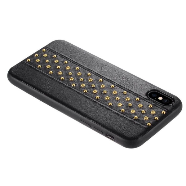 SULADA iPhone X læderetui med nittedekoration - Sort Black
