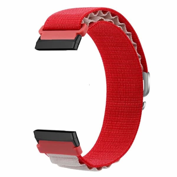 Fitbit Versa 4 / Versa 3 / Sense 2 / Sense Klockarmband Nylon Justerbart handledsband - Röd + Vit Röd