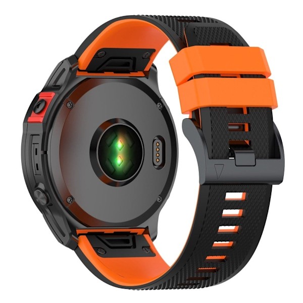 22 mm dobbeltfarvet silikoneurrem til Garmin- og Coros-ure - Sort / Orange Orange