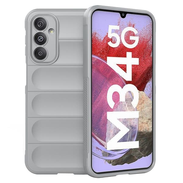 Mjukt greppformat Samsung Galaxy M34 skal - Silver/Grå Silvergrå