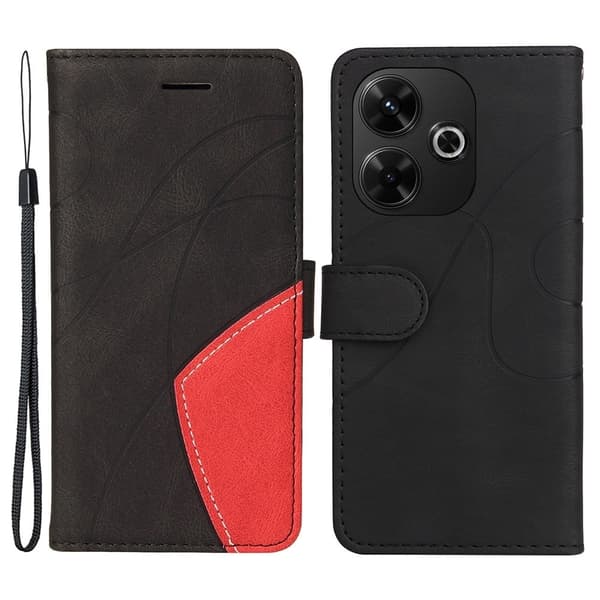 Tekstureret Xiaomi Redmi 13 læderetui med rem - Sort Black