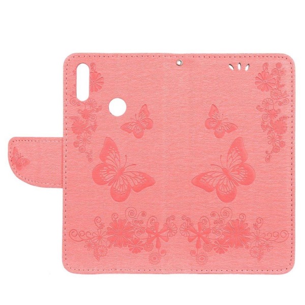 Butterfly Huawei Y6 2019 nahkakotelo - Pinkki Pink