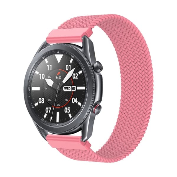 Klockarmband i nylon med elastisk fläta för Samsung Galaxy Watch 4 - Rosa Storlek: S Rosa
