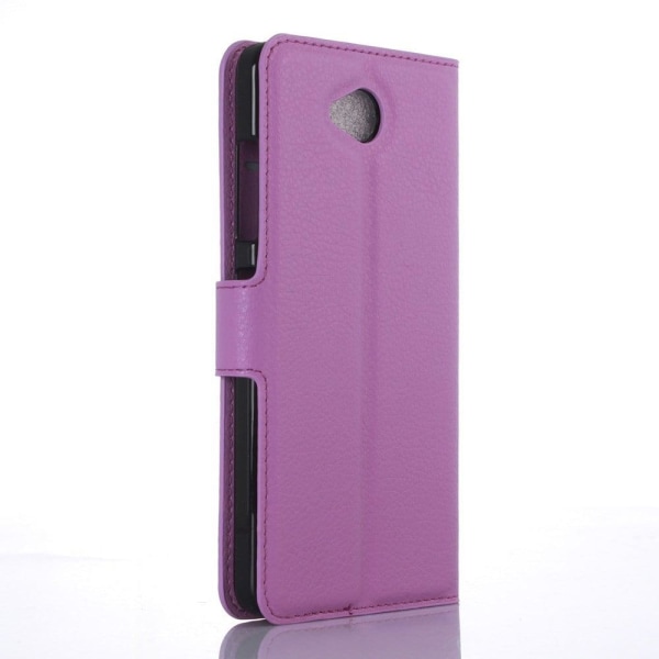 Microsoft Lumia 650 Litsi Pintainen Nahkakotelo Lompakko - Viole Purple
